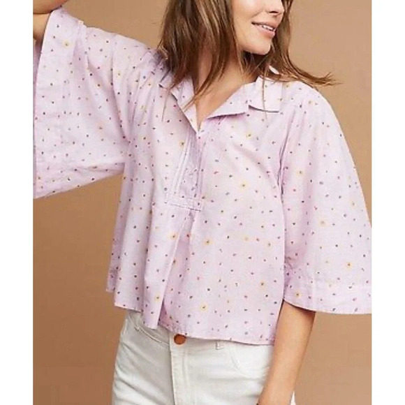 Maeve Tops - Anthropologie Maeve Purple Floral Top Eliot Popover Blouse XS Women's Flowy